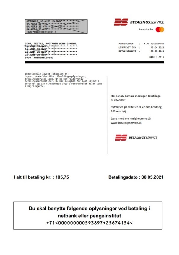 Opkrævning med tilpasset layout